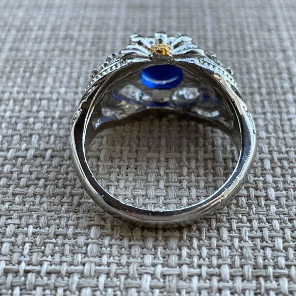 Women Rings Fashion Faux Blue Stone Silver/Gold Tone Fancy Jewelry Rings Size 10 - Picture 7 of 12
